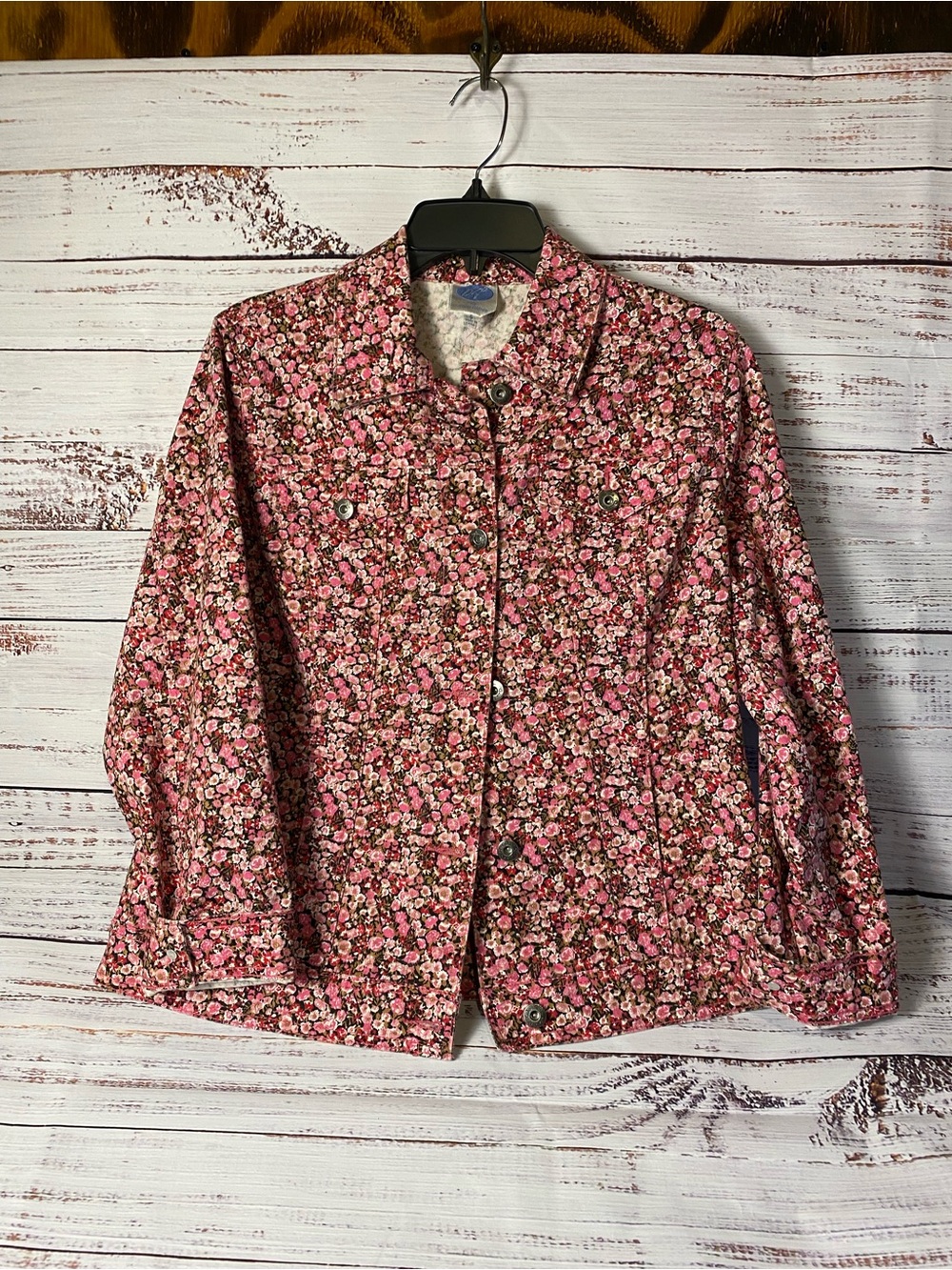 DG2 by Diane Gilman Pink Floral Jean Jacket Sz-S